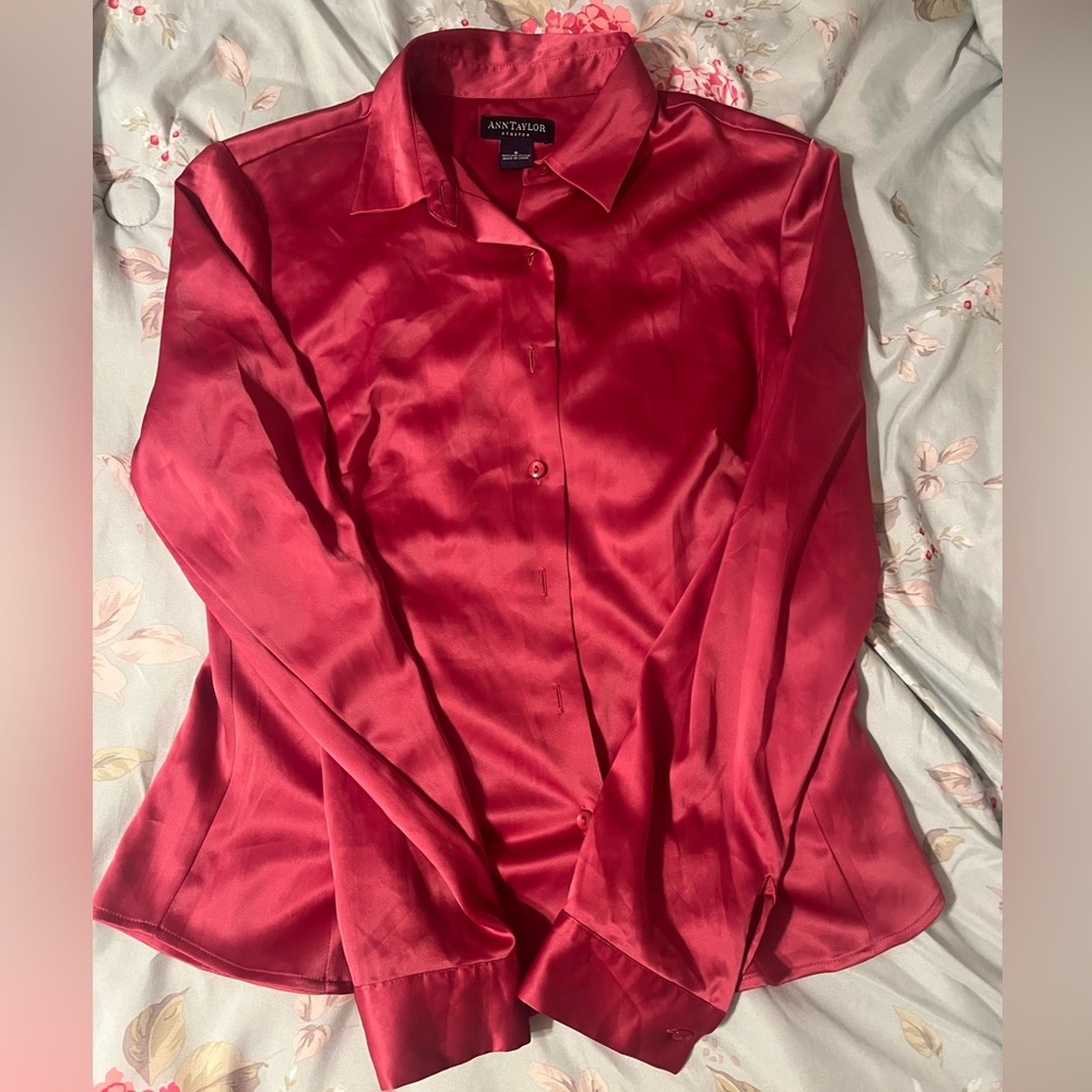 Satin Pink  Button Up
